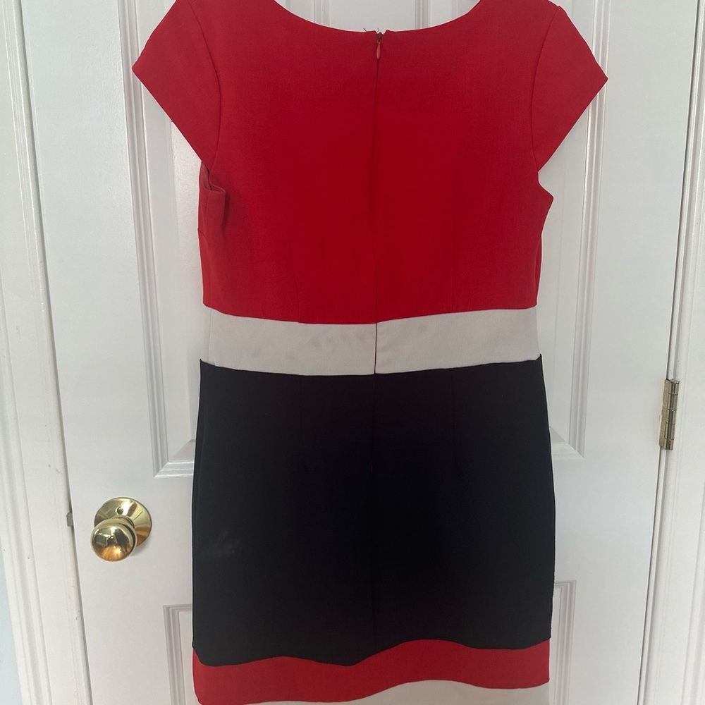 Sandra Darren Red and Black Mini Dress
